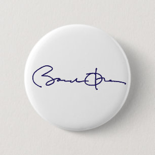 Chapa Redonda De 5 Cm Firma de Barack Obama