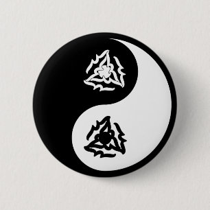 Chapa Redonda De 5 Cm Firma de Yin y yang en blanco y negro