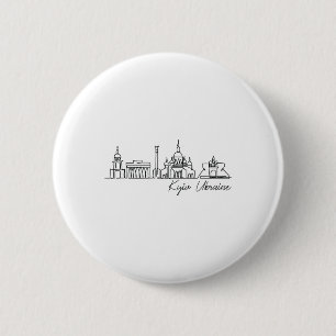 Chapa Redonda De 5 Cm Firma del paisaje urbano de Kiev - Recuerdo de Ucr