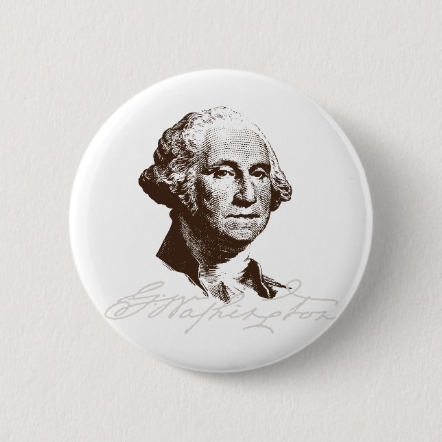 Chapa Redonda De 5 Cm Firma George Washington (Anverso)