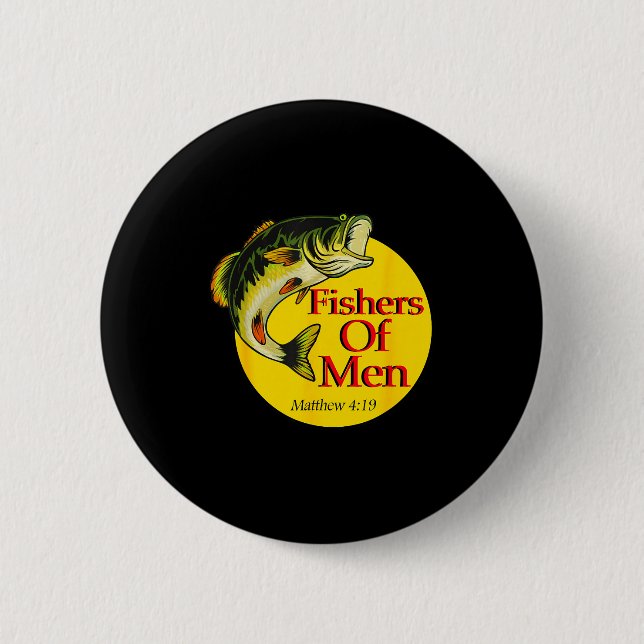 Chapa Redonda De 5 Cm Fishers Of Men Christian Matthew 4-19 Bible Fishin (Anverso)