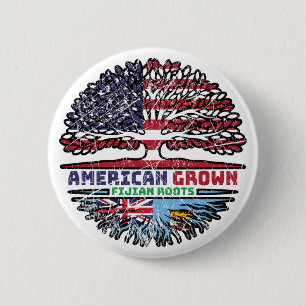 Chapa Redonda De 5 Cm Fiyi Fijian EE.UU. EE.UU. Árbol de EE.UU.
