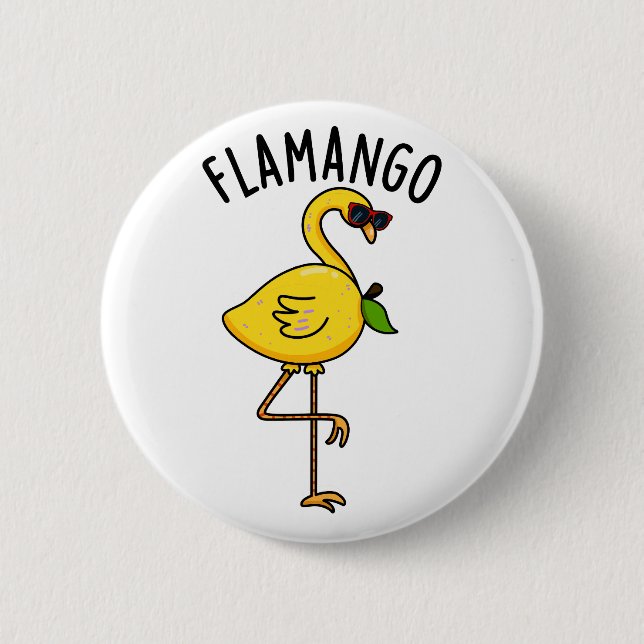 Chapa Redonda De 5 Cm Fla-mango Funny Flamingo Pun (Anverso)