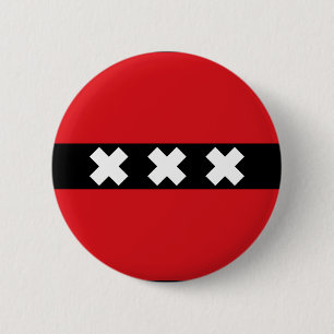 Chapa Redonda De 5 Cm Flag of Amsterdam, Netherlands Button