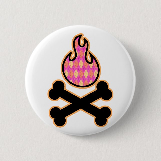 Chapa Redonda De 5 Cm Flame de arglos y cruces (Anverso)