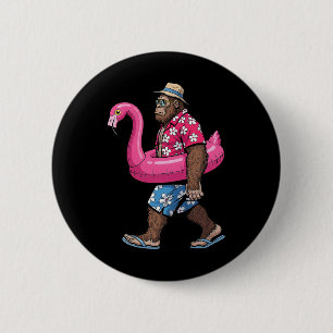 Chapa Redonda De 5 Cm Flamenco Pie Grande Sasquatch Verano Rosa Flotador