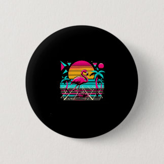 Chapa Redonda De 5 Cm Flamenco rosa playa vibraciones de verano palma tr