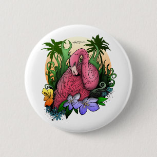Chapa Redonda De 5 Cm Flamingo