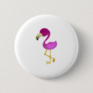 Chapa Redonda De 5 Cm Flamingo acuarela