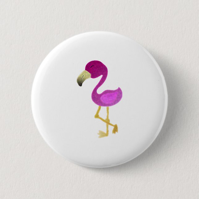 Chapa Redonda De 5 Cm Flamingo acuarela (Anverso)