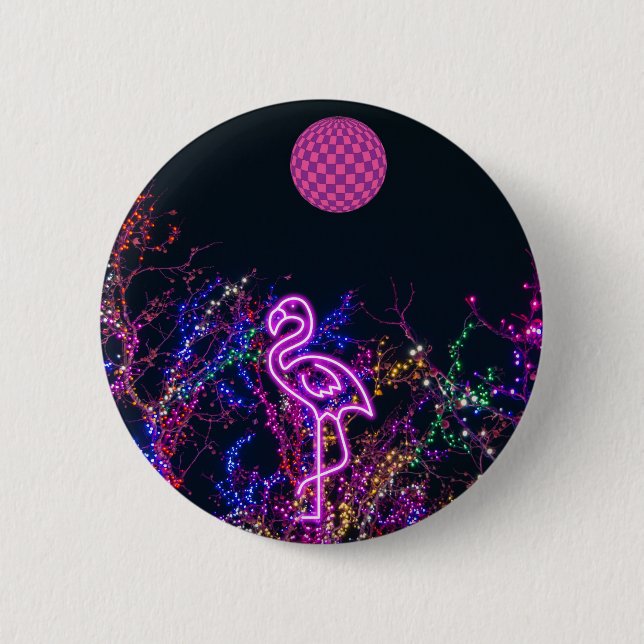 Chapa Redonda De 5 Cm Flamingo en el fiesta de baile. (Anverso)