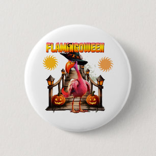 Chapa Redonda De 5 Cm Flamingo Halloween