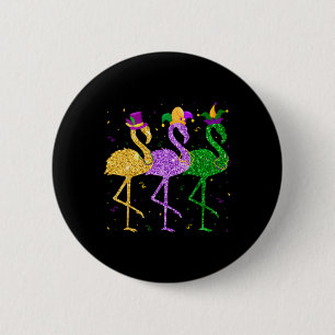 Chapa Redonda De 5 Cm Flamingo Mardi Gras Divertidas Máscara Carnaval Pa