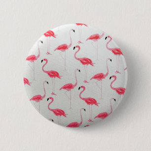 Chapa Redonda De 5 Cm Flamingo rosa Dibujando Artista Flamingo Blanco Ro