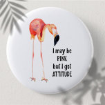 Chapa Redonda De 5 Cm Flamingo rosa femenino con actitud<br><div class="desc">El color rosa es una mezcla de rojo y blanco - de las cualidades de acción combinadas con comprensión. Este flamingo rosado de largo alcance tiene un poderoso mensaje para chicas y mujeres: "Puede que sea rosa, pero tengo actitud". Esto significa no tolerar un comportamiento que nos degrada, significa desafiar...</div>