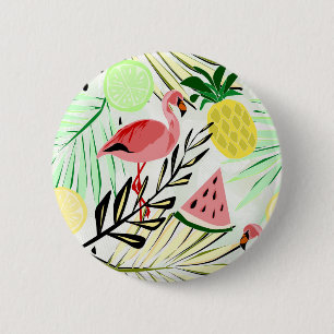 Chapa Redonda De 5 Cm Flamingo rosa, fruta