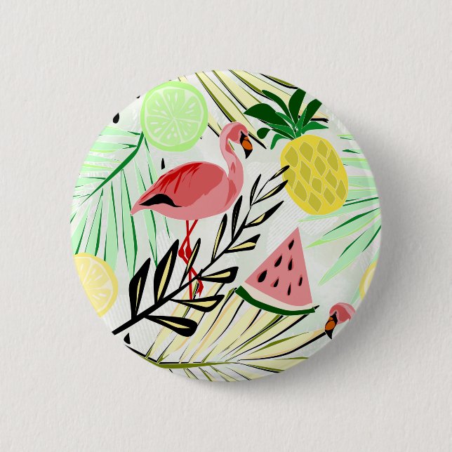 Chapa Redonda De 5 Cm Flamingo rosa, fruta (Anverso)