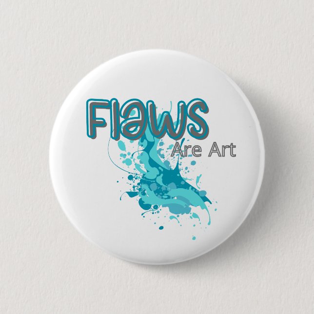 Chapa Redonda De 5 Cm Flaws Are Art – Inspirational Abstract Splash Blue (Anverso)