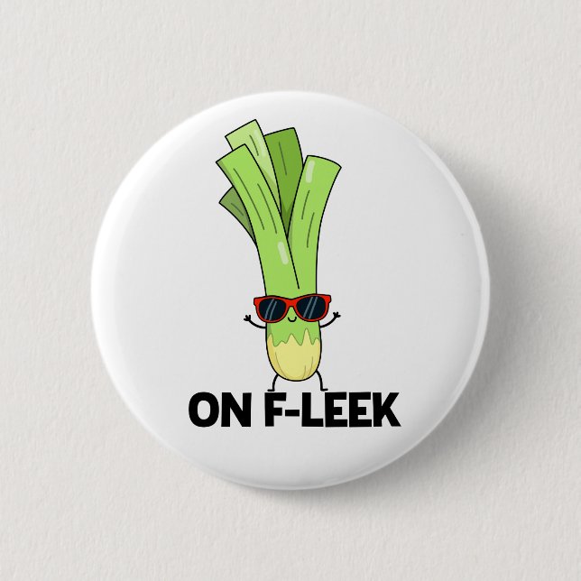 Chapa Redonda De 5 Cm Fleek Funny Veggie Leek Pun (Anverso)