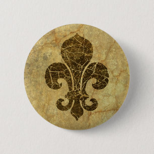 Chapa Redonda De 5 Cm Fleur De Lis Desgastada