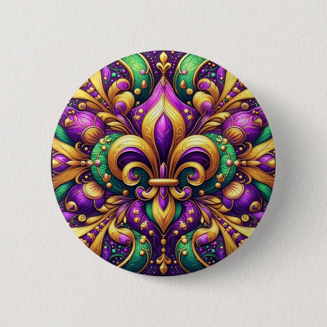 Chapa Redonda De 5 Cm fleur de lis mardi gras (Anverso)