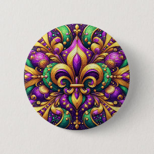 Chapa Redonda De 5 Cm fleur de lis mardi gras