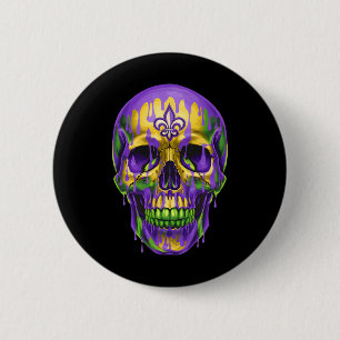 Chapa Redonda De 5 Cm Fleur De Lis Mardi Gras Skulls Hombres Chicas