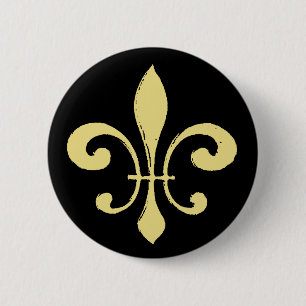 Chapa Redonda De 5 Cm Fleur De Lis, negro y oro