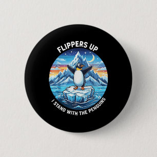 Chapa Redonda De 5 Cm Flippers De Pingüino Gracioso Me Pongo Con El Ping