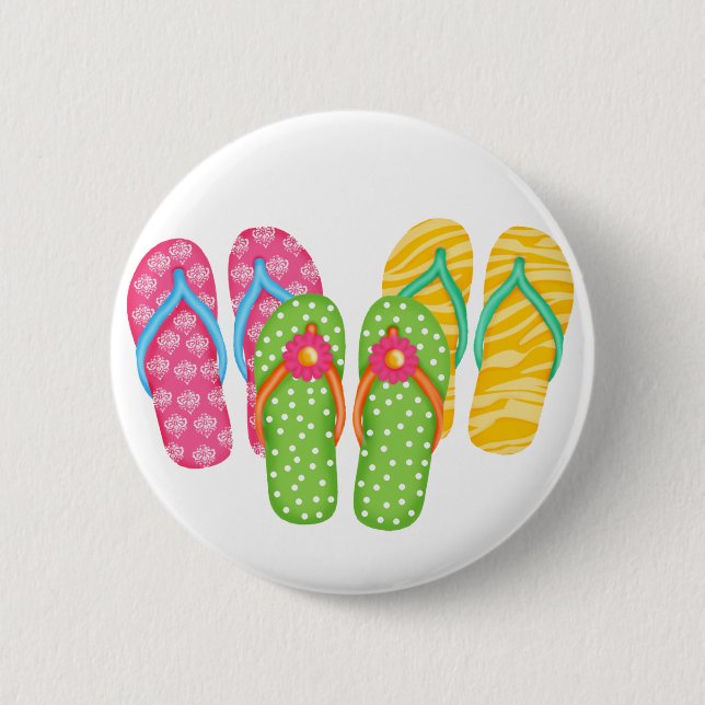 Chapa Redonda De 5 Cm Flips-flopes del verano (Anverso)