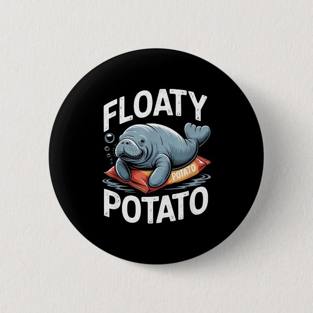Chapa Redonda De 5 Cm Floaty Tatoes Manatee Funny Sea Cow Ocean Animal L (Anverso)