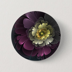 Chapa Redonda De 5 Cm Flor abstracta moderna purpura gris khaki