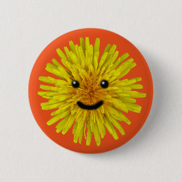Chapa Redonda De 5 Cm Flor amarilla feliz del diente de león del verano