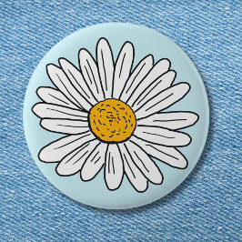 Chapa Redonda De 5 Cm Flor blanca de margarita floral Doodle Art