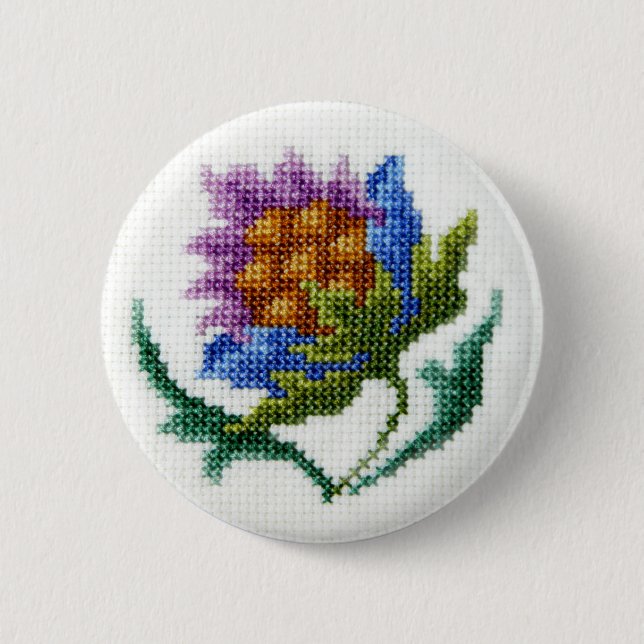 Chapa Redonda De 5 Cm Flor brillante bordada a mano (Anverso)