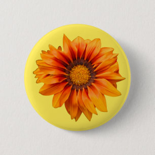 Chapa Redonda De 5 Cm Flor cortada con gradiente naranja amarillo brilla