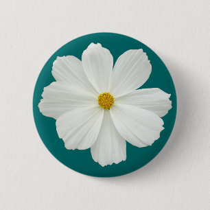 Chapa Redonda De 5 Cm Flor Cosmos Blanco