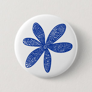Chapa Redonda De 5 Cm Flor de bonito - Azul marino sobre blanco