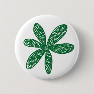 Chapa Redonda De 5 Cm Flor de bonito - Verde del bosque sobre blanco