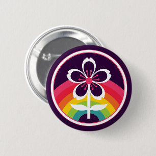 Chapa Redonda De 5 Cm flor de cerezo arco iris