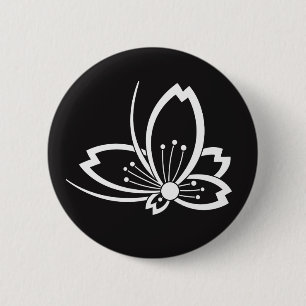 Chapa Redonda De 5 Cm Flor de cerezo con forma de mariposa