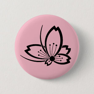 Chapa Redonda De 5 Cm Flor de cerezo con forma de mariposa