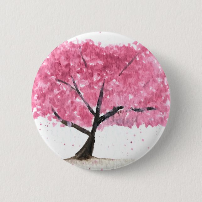 Chapa Redonda De 5 Cm Flor de cerezo rosa (Anverso)