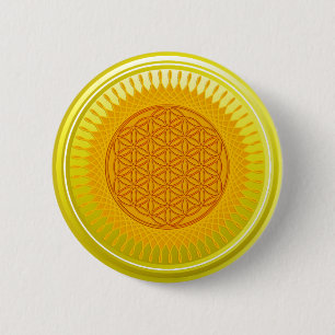 Chapa Redonda De 5 Cm Flor de la vida / Blume des Lebens - amarillo SUNN