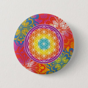 Chapa Redonda De 5 Cm Flor de la vida mandala zen