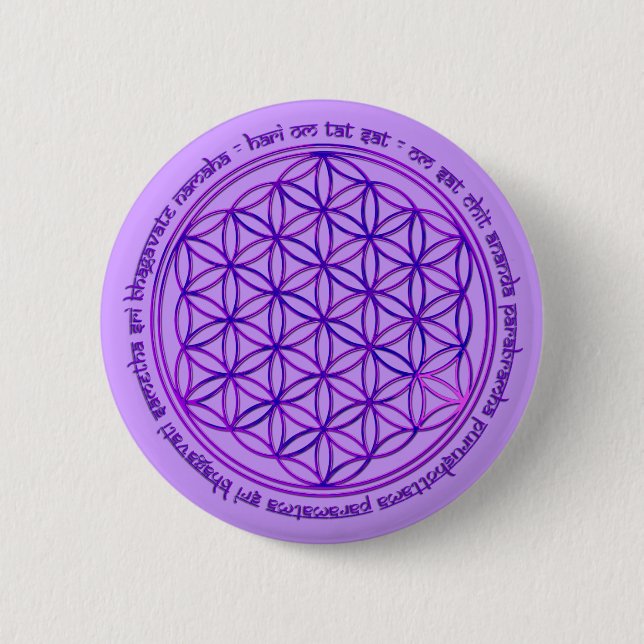 Chapa Redonda De 5 Cm Flor de la Vida - Moola Mantra - violeta (Anverso)