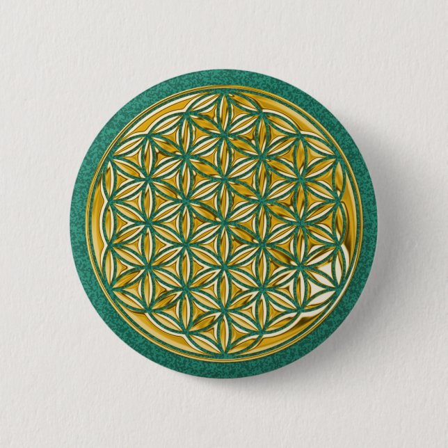 Chapa Redonda De 5 Cm Flor de la Vida / oro lleno (Anverso)