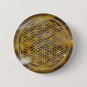 Chapa Redonda De 5 Cm Flor de la Vida oro, pequeño