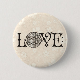 Chapa Redonda De 5 Cm Flor de la vida - tatuaje con letras de amor negro