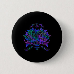 Chapa Redonda De 5 Cm Flor de Loto Acuarela Bonita Yoga